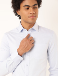 Pure Cotton Plain Spread Collar Shirt