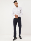 Pure Cotton Plain Spread Collar Shirt