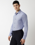 Pure Cotton Textured Spread Collar Shirt