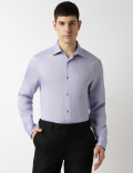 Pure Cotton Textured Spread Collar Shirt