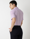 Cotton Rich Checks Spread Collar Shirt