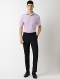 Cotton Rich Checks Spread Collar Shirt