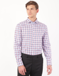 Pure Cotton Checks Spread Collar Shirt