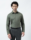 Regular Fit Cotton Rich Textured Shirt