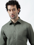Regular Fit Cotton Rich Textured Shirt