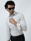 Cotton Rich Windowpane Check Shirt