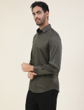 Cotton Slim Fit Solid Full Sleeves Shirt