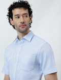 Pure Cotton Textured Short Sleeve Shirt