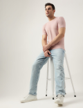 Cotton Blend Round Neck Solid T-Shirt