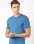 Cotton Blend Round Neck Solid T-Shirt