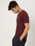 Cotton Blend Round Neck Solid T-Shirt