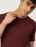 Cotton Blend Round Neck Solid T-Shirt