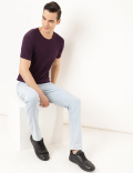 Cotton Blend Round Neck Solid T-Shirt