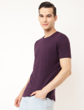 Cotton Blend Round Neck Solid T-Shirt