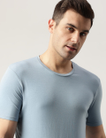 Cotton Blend Round Neck Solid T-Shirt