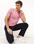 Cotton Blend Round Neck Solid T-Shirt