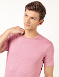 Cotton Blend Round Neck Solid T-Shirt