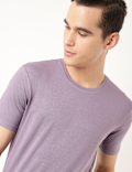 Cotton Blend Round Neck Solid T-Shirt