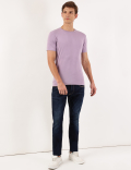 Cotton Blend Round Neck Solid T-Shirt