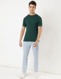 Cotton Blend Round Neck Solid T-Shirt