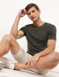 Cotton Blend Round Neck Solid T-Shirt