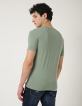 Cotton Blend Round Neck Solid T-Shirt