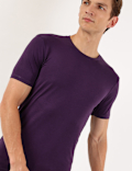 Cotton Blend Round Neck Solid T-Shirt