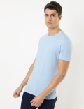 Cotton Blend Round Neck Solid T-Shirt