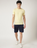 Cotton Blend Round Neck Solid T-Shirt