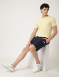 Cotton Blend Round Neck Solid T-Shirt