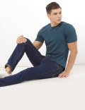Cotton Blend Round Neck Solid T-Shirt