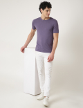 Cotton Blend Round Neck Solid T-Shirt