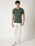 Cotton Blend Round Neck Solid T-Shirt