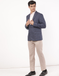 Checked Lapel Collar Blazer