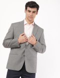 Micro Checked Lapel Collar Blazer