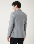 Checked Lapel Collar Blazer