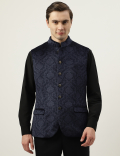 Printed Mandarin Collar Waistcoat