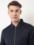 Cotton Mix Plain Collared Jacket