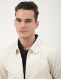 Cotton Mix Plain Collared Jacket