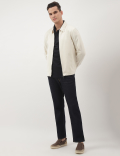Cotton Mix Plain Collared Jacket