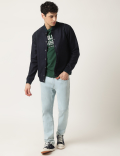 Striped Regular Fit Bomber Jacket