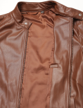 Faux Leather Funnel Neck Jacket