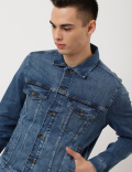 Cotton Mix Plain Spread Collar Denim Jacket