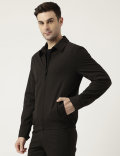 Slim Fit Striped Spread Collar Jacket