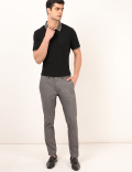 Cotton Mix Self Design Slim Fit Trouser