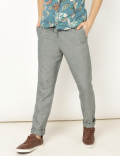 Linen Mix Plain Slim Fit Trouser