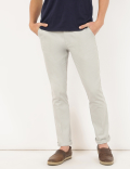 Pure Cotton Textured Slim Fit Trouser