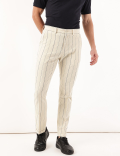 Cotton Mix Striped Regular Fit Trouser