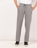 Linen Mix Plain Regular Fit Trouser