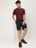 Pure Cotton Plain Regular Fit Cargo Shorts